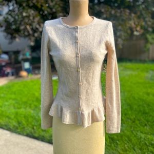 Cashmere Cardigan with Ruffled Waist by Garnet Hill
